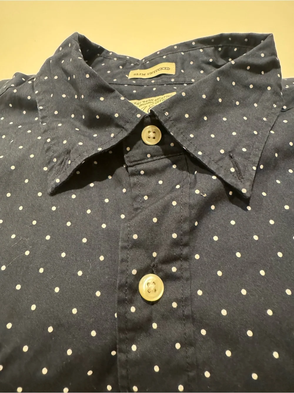 J.Crew Slim Untucked Polka Dot Shirt – Classic Navy Cotton  Medium